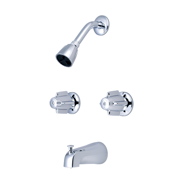 Central Brass Two Handle Tub and Shower Set, Polished Chrome, Wall 80897